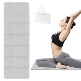 Foldable Yoga Mat, Portable Gym Mat with Storage Bag Non-slip Soft Shock-absorbing, 3-Layers Supportive TPE Mats Suitable for Gym, Home, Pilates, Stretching 183x61x0.4 cm