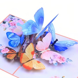 Steelhill 3D Pop Up Cards,Butterfly Greeting Cards for Women,Valentines Day Gifts Card with Envelope for Mother's Day Thinking of You Card for Wife,Girlfriend,Friends(Butterfly flying card)