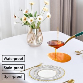 Amonsa Small Square Tablecloth 36 x 36 inch for 2-4 Seats Waterproof TPU Coated Spill Proof Dining Table Cloths White