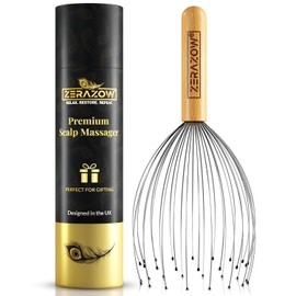 Head Massager Scalp with 32-Prong | Premium Beech Wood Scalp Massager | Head Scratcher for Scalp Massage & Relaxation | Wellness & Fathers Day Gift for Men & Gift for Women | UK Brand