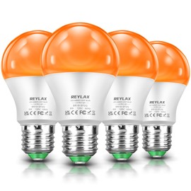 REYLAX Amber Light Bulbs, 8W 1600K Dimmable Sleep Light Bulbs, Soft Warm Light Bulbs, Blue Blocking Dim LED Light Bulbs E26 for Bedroom and Baby Nursery Lighting, 4 Pack