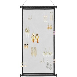 Josmimic Large Capacity Giftable Hanging Earring Organizer & Holder - Wall Mount Earring Display Storage for Women, Holds Multiple Earring Types, 1 Pack, Black, for Bedroom&Living Room