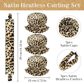 Locken Ohne Hitze, 3 St√ºck Heatless Curls Set Lockenwickler, Neu Rutschfest Heatless Curls, Heatless Curls Silk Haarcurler f√ºr Kurzes, Mittleres, Langhaarm√§dchen, DIY Overnight Curls(Leopardenmuster)