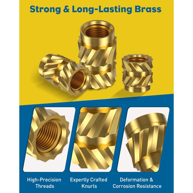 Vibit 152 Pcs Threaded Inserts for Plastic, 3 Sizes of