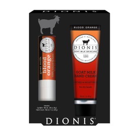 Dionis Goat Milk Skincare Blood Orange Scented Lip Balm and Hand Cream Set (.28oz and 1 oz) - Made in the USA - Cruelty-free and Paraben-free