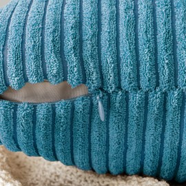 EMEMA Cushion Covers Corduroy Oblong Throw Pillow Covers Striped Soft Sham Home for Sofa Couch Bedroom Decorative Pillowcases 12x20 Inch 30x50cm Set of 2 Lake-blue