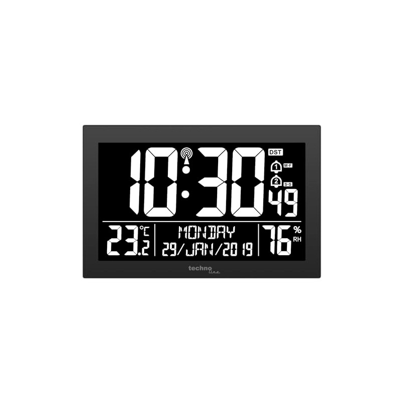 Technoline WS 8017 Radio-Controlled Wall Clock/Table Clock with Temperature, Air