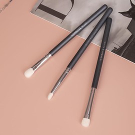 Makeup Brushes Set, 3 Pieces, Black and Silver