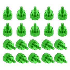 sourcing map 20 Pcs 6#32 Knurled Thumb Screw Computer Case Threaded Hand Tighten Screws Aluminum Alloy for PC Case, Green