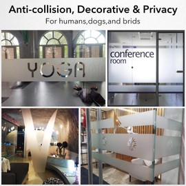 VSUDO Privacy Window Film, White Frosted Glass Pattern Window Tint for Home, Static Cling Window Glass Sticker (30x200 cm)