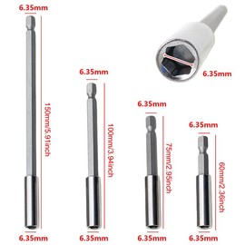 TorSor 4 Pack Magnetic Drill Bit Extension Holder 1/4'' Hex Shank Tip Socket Extender Chuck Adapter 60mm 75mm 100mm 150mm for Screwdriver Screws Nuts Electric Drills Impact Driver Bits Set