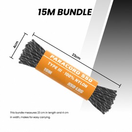 Abma Cord Paracord 550 Nylon Rope Paracord 4 mm Cords with 7 Core Strands Type III Survival Parachute Cord Top 45 Hot Colours - Max. 250 kg (550 lbs)