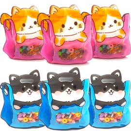 30Pack Cute Pink and Blue Gift Bag with Handle Cartoon Animal Shaped Goodie Bags with Stand-up Bottom For Birthday Baby Shower Decoration Party Favor Bags Snack Biscuit Baking Packaging Supplies