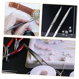 TEHAUX 4pcs Stainless Steel Jewelry Tweezers Precision Static Multipurpose Tongs for Gemstone and Coin Handling Ergonomic Design for Comfortable to Hold and Reduced Fatigue