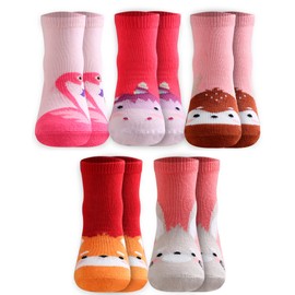 Zoo Socks - Calcetines para niños y niñas, informales, novedosos, con animales, paquete múltiple, Set_008, 0-12 Meses