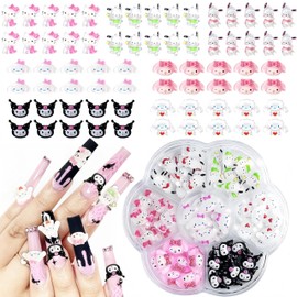Gulenvailo About 70pcs Cute Nail Art Charms Decor Parts Nail Parts Slime Nail Charms Cartoon Nails Cute Fashion 3D Resin Charms Handmade Various Fashion Kit Nail Design Supplies DIY Craft Accessories