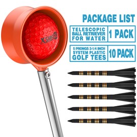 XSMSGO 9Ft/12Ft Telescopic Stainless Steel Golf Ball Retriever for Water, High Durability Double Sided Golf Ball Picker Upper, Men's and Women's Golf Accessories Gifts.