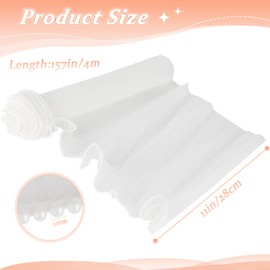 4.37 Yards Flower Wrapping Mesh Paper, White Pearl Edge Wrinkled Bouquet Packaging Paper, Translucent DIY Floral Wrapping Paper for Party Favor Decor, Florist Supplies Wedding Gift Packaging, White