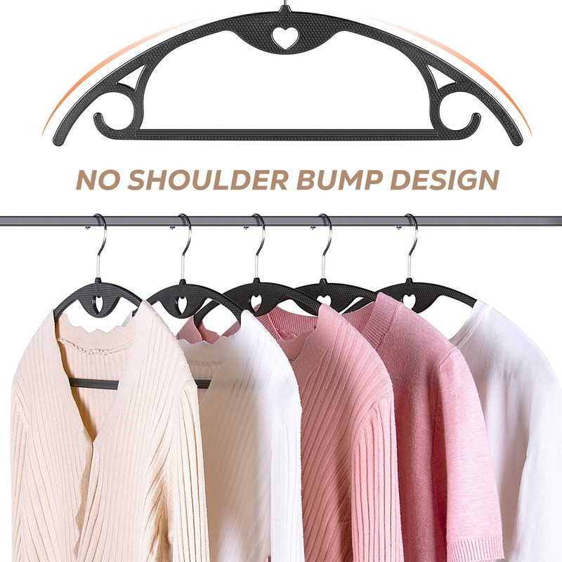Plastic Hangers - Black Clothes Hanger No Shoulder Bumps &