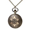 JewelryWe Western Pioneer Pocket Watch: Men Women Analog Quartz Vintage Arabic Numeral Dial 1896 Sheriff Badge Design Unisex Pendant Watches