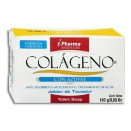 Jabón Azufre Colágeno Ipharma 100g Facial Antiacné                                                                                                    