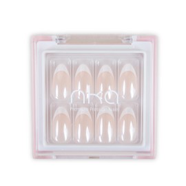 Nka Press on Nails Kit, 30 Premium Quality Reusable Fake False Acrylic Short Almond Press on Nail-Glazed French Pearl