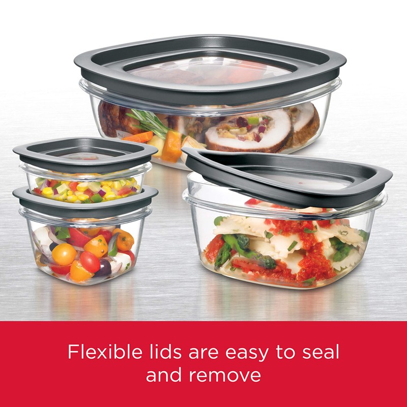 Rubbermaid Premier Food Storage Container, 10 Piece Set, Grey, BPA-Free,