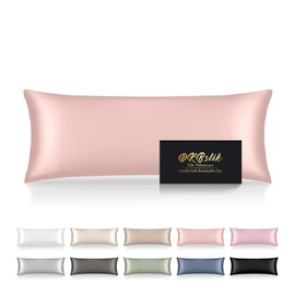 DKBslik Silk Body Pillow Cases, Mulberry Silk Body Pillow Cover with Zipper, Smooth, Anti Acne, Cooling Sleep Both Sides Natural Silk Satin 20x54 Body Pillowcase, Gifts for Women Men, Coral
