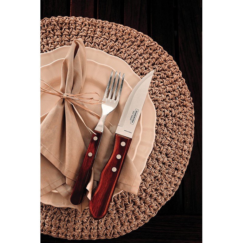 Tramontina Table Fork Polywood Jumbo 8.5" Red Dishwasher Safe Made