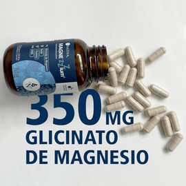 Nativa 5 MAGNEZZZIUM | GLICINATO DE MAGNESIO Quelado +Hongo REISHI + L-TEANINA + GABA | Suplemento Natural para DORMIR BIEN, Sueño Profundo Sin Melatonina|Ingredientes Certificados 60 Cápsulas Veganas