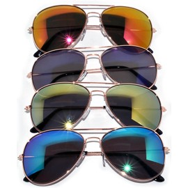 Classic Metal Aviator Sunglasses Mirror Lens Gold Color Frame 4 pairs Men Women