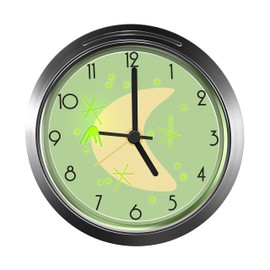 Geekify Glow in The Dark Sputnik Satellite Silent Retro Alarm Clock, Non Ticking Vintage Alarm Clock, Outer Space Décor – Green/Yellow with Chrome Finish