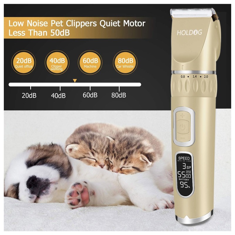 Dog Clippers 3-Speed Low Noise Cordless Pet Grooming Tools for