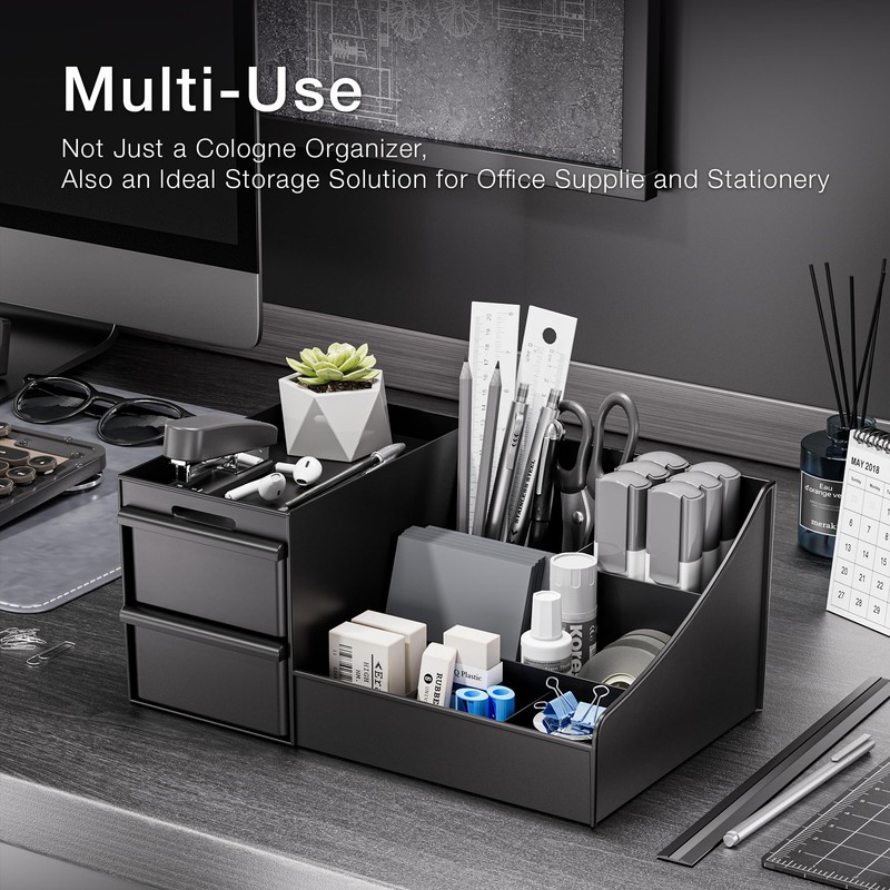 DancesCat Large Black Cologne Organizer for Men, Bathroom Cologne Stand
