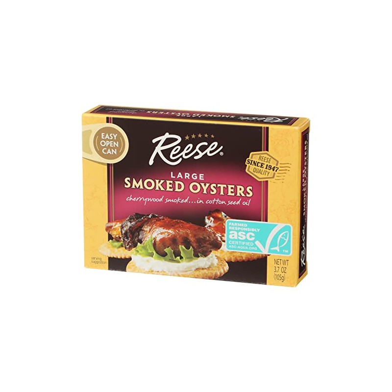 Reese Large Smoked Oysters, 3.7 Ounce (Pack of 10)