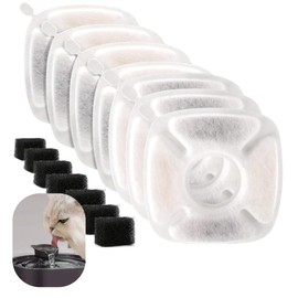 Cat Water Fountain Filter Replacement (7-Pack) with Pre-Filter Sponges – Triple Filtration Activated Carbon – Fits Square 84 oz/2.5 L Automatic Cat & Dog Water Dispenser