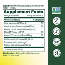 MegaFood NAD + Boost con ribósido de nicotinamida y resveratrol, 60 cápsulas | Supports NAD+ Production for Healthy Aging, with Vitamin B12, B6, Methy