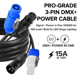SMALL-EYE 3 Pin DMX & Power Combo Link Cable 6 ft, 14AWG