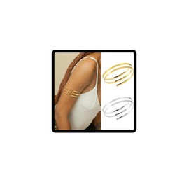 Resweky Upper Bangle Upper Arm Cuff Bracelet Adjustable Open Arm Cuff Bangle Vintage African Armlet Armband Jewelry for Women (Silver)