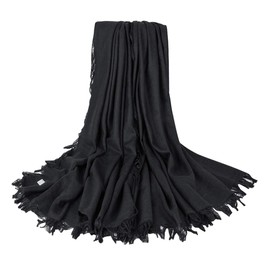 Alleza Women's Scarf Long Large Shawl Wrap Stole Square Muffler Soft Solid Colour 140 * 140 for Daily Wedding Evening Black