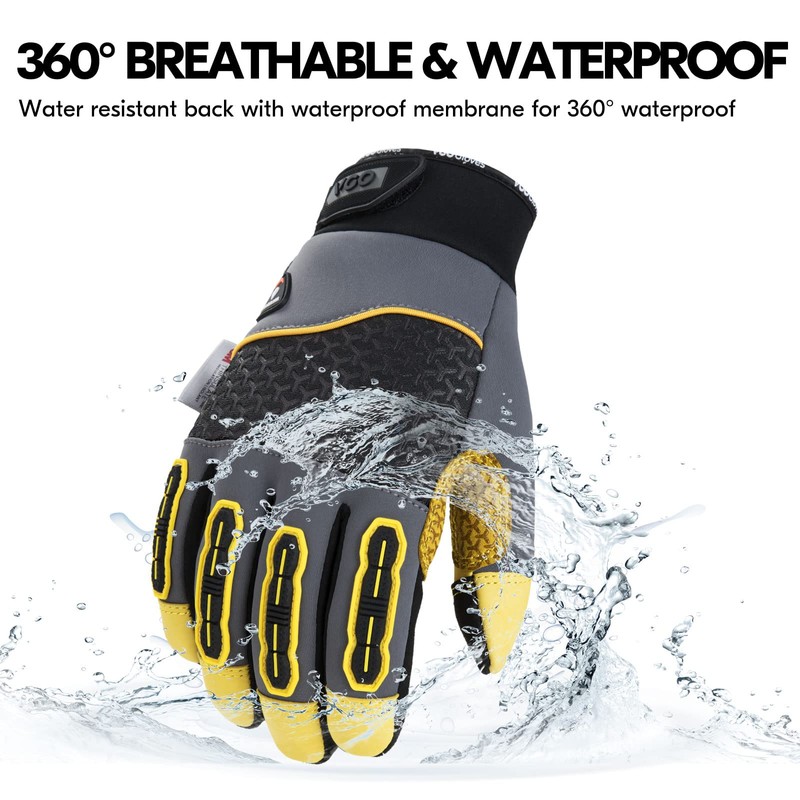 Vgo... Winter Waterproof Working Gloves, Cold Weather Duty Thermal Safety