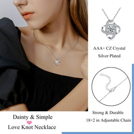 D Dongjiangjin Gift Gifts for Her Wife/Girlfriend, Soulmate Gifts for Her, Cubic Zirconia Love Knot Soulmate Necklace Jewellery Presents for Women Her Anniversary Valentines Christmas Birthday Gifts