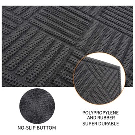 Mibao Durable Rubber Door Mat, 36 x 60 Non Slip Durable Welcome Doormat, Indoor Outdoor Rug, Low-Profile Entrance Large Door Mat for Entry, Garage, Patio, Heavy Duty, Easy Clean, Gray