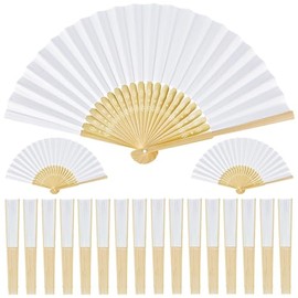 Pack of 30 White Fans Wedding Guest Fan Hand Fan Wedding Fan Folding Fan Guest Gift Bamboo Paper Fan Vintage Carving for Wedding Decoration DIY Summer Party