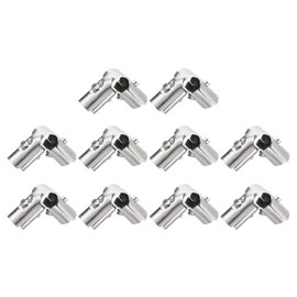 uxcell Structural Pipe Connector Joint Pipe Clamps 90 Degree 3 Way, 10 Set Stainless Steel Corner Fitting End Rails Clamp Fit OD 1 inch (25mm) Tube, Silver