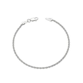 Waitsoul Silver Bracelet for Men 2mm Diamond-Cut Rope Chain Bracelet for Women 6.5 Inch