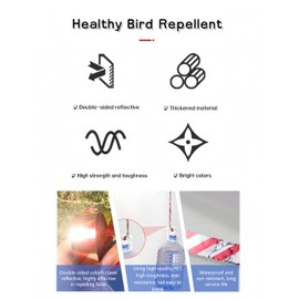 SATONBEYI 2 Roll Bird Scare Tape Ribbon,1 Inch*164 Ft Bird Tape for Outside,Easy Use Bird Reflective Tape for Garden, Orchard,Farmor Courtyard(Silver and Red)