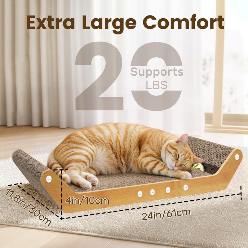 PurrSonic Large Cat Scratching Cardboard Pad, 24" Indoor Horizontal Corrugated