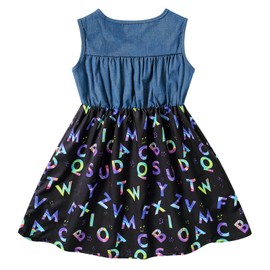 Enlifety Back to School Dresses for Girls Size 7 8 Sleeveless Denim Top Alphabet Pencil Dress Cowgirl Sundress for First Day of School Casual Party