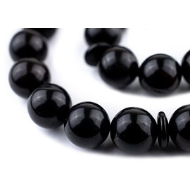 33 Black Round Wooden Arabian Prayer Beads (12mm), Islamic Tasbih, Ramadan Gift, Quality Middle Eastern Beads - The Bead Chest